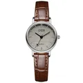 GEDI quartz watch with brown leather crocodile strap and silver case with grey textured dial - Silver Casing Gray Dial Bamboo-style Design Brown Strap (new Color Scheme)