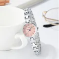 GEDI minimalist women's quartz watch with pink sunray dial and silver metal strap - Silver Pink Dial