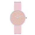 Reloj minimalista de silicona rosa con acabado mate macaron y esfera de cuarzo GEDI - Correa Rosa Esfera Rosa