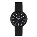 GEDI minimalist quartz watch featuring a matte black silicone strap and clear numeric dial - All Black