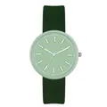 Minimalist quartz watch with mint green dial and dark green silicone strap for students - Green Strap Green Dial