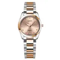 Reloj de cuarzo GEDI para mujer con correa de acero bicolor y esfera de oro rosa - Caja de Oro Rosa Esfera Café con Correa de Oro Rosa
