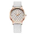 Elegant GEDI women's watch featuring a rose gold case and a white leather strap - Rose Gold Case White Strap