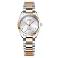 Elegant GEDI quartz watch for women with silver and rose gold steel strap and crystal markers - Rose Gold Case White Dial with Rose Gold Strap