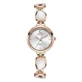 Women's quartz watch in rose gold and white enamel bracelet style with swan logo - IP Rose Gold White Dial White Face Strap