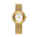 Elegante goldene Mesh-Armbanduhr für Damen mit weißem Zifferblatt und Diamanten - Goldenes Armband Weißes Zifferblatt