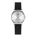 Orologio GEDI minimalista con quadrante argento soleil e cinturino in silicone nero - Donna Cassa Argento Quadrante Bianco Cinturino Nero