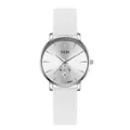 Orologio al quarzo minimalista GEDI con cassa in argento e cinturino in silicone bianco - Donna Cassa Argento Quadrante Bianco Cinturino Bianco