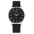 GEDI minimalist waterproof quartz watch with black roman dial and silver metal case - Men Silver Case Black Dial Black Strap