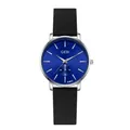Orologio al quarzo GEDI con quadrante blu navy, cinturino nero e cassa in argento - Donna Cassa Argento Quadrante Blu Cinturino Nero