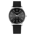 GEDI minimalist men's quartz watch with black sunray dial and silver steel case - Men Silver Case Black Dial Black Strap