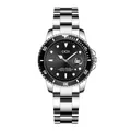 GEDI men's steel watch with black dial and luminous markers on white background - Dial Diameter 32mm / Women's Silver Strap Black Dial
