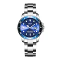 GEDI luxury stainless steel quartz watch with blue dial and date display window - Dial Diameter 32mm / Women's Silver Strap Blue Dial