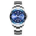GEDI men's stainless steel watch with blue sunburst dial and blue-black rotating bezel - Dial Diameter 40mm / Men's Silver Strap Blue Dial