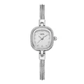 Elegant GEDI women's silver quartz watch with a square dial and braided metal strap - Silver Band White Dial