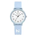 Light blue quartz watch with silicone strap and cartoon bear pattern for kids - Blue Case White Dial Blue Strap