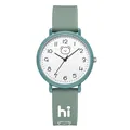 Morandi green silicone strap kids watch featuring cute cartoon bear and white dial - Green Case White Dial Green Strap
