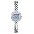 Elegante silberne Damen-Armbanduhr mit blauem Perlmutt-Zifferblatt und Kristallen - Silbernes Armband Dunkelblaues Zifferblatt