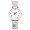 Cute light purple quartz watch with silicone strap and cartoon bear dial for students - Silver Case White Dial Grey Strap