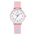 Pink cartoon bear quartz watch with soft silicone strap and white analog dial - Pink Case White Dial Pink Strap