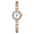 Elegant rose gold GEDI quartz watch for women with rhinestone bezel and metal chain strap - Rose Gold Case White Dial Rose Gold Strap