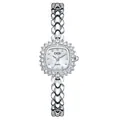 Orologio GEDI quadrato argento da donna con cinturino floreale e lunetta in cristallo - Cinturino Argento Quadrante Bianco