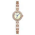 Elegant rose gold GEDI quartz watch for women with diamond bezel and blue hands - Rose Gold Case Rose Gold Dial Rose Gold Strap