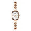Elegant rose gold women's watch with an oval mother-of-pearl dial and metal link bracelet - Rose Gold Strap White Dial