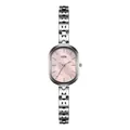 Elegant silver alloy bracelet watch with pink mother-of-pearl dial for women - Silver Band Pink Dial