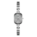 Elegant silver GEDI watch for women with oval mother of pearl dial and alloy chain strap - Silver Band Grey Dial