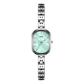 Elegant silver alloy bracelet watch with a small oval green mother-of-pearl dial - Silver Band Green Dial
