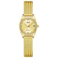 Elegant gold quartz watch for women with wheat ear design and Milanese mesh band - Gold Band Gold Dial