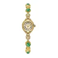 Orologio vintage dorato da donna con pietre di giada e quadrante romano - Oro