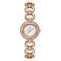 Elegant rose gold women's quartz watch with sparkling rhinestones and a luxury bracelet band - Rose Gold Case White Dial