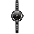 Elegante reloj de cuarzo GEDI negro para mujer con bisel de diamantes de imitación - Negro