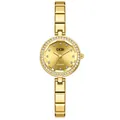 Elegante goldene Vintage-Quarz-Armbanduhr für Damen mit glitzernder Diamantlünette - Gold (Goldenes Zifferblatt)
