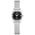Gedi vintage quartz watch with silver mesh band and elegant black round dial - Silver Strap Black Dial