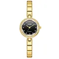 Elegante GEDI Damen-Quarzuhr in Gold mit schwarzem Zifferblatt und Kristalldekor - Gold (Schwarzes Zifferblatt)