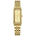 Elegant gold rectangular steel strap watch for women featuring a minimalist champagne dial - IP Gold Case Gold Face Gold Strap