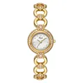 Elegant gold quartz bracelet watch for women featuring sparkling crystals and a round dial - Gold Case White Dial