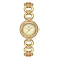Elegant gold quartz bracelet watch with white rhinestones and a champagne dial - Gold Case Gold Dial