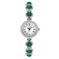 GEDI luxury quartz watch for women with silver metal band and green textured stones - Silver Case Green Turquoise