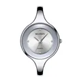 Elegant silver bangle watch for women with minimalist grey dial and quartz movement - Silver White