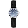 GEDI minimalist women quartz watch with blue shell dial and black leather strap - Silver Case Blue Dial Black Strap