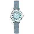 GEDI luxury women's quartz watch with blue leather strap and faceted crystal dial - Silver Case Blue Dial Blue Strap