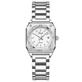 Gedi square quartz watch with silver octagonal bezel and sleek white dial for women - Silver Case White Dial