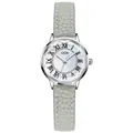 GEDI minimalist women's quartz watch featuring green leather strap and faceted glass dial - Silver Case Green Dial Green Leather Strap