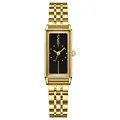 Rectangular quartz watch with gold metal strap and minimalist black dial for women - IP Gold Case Black Face Gold Strap
