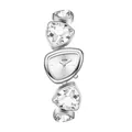 Silver Gedi luxury watch with irregular crystal bracelet and white triangular dial - White Dial Clear Rhinestones (72007) / Silver