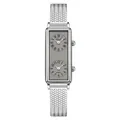 Elegante orologio al quarzo quadrato argento a doppio fuso orario con cinturino in maglia - Cassa Argentata Quadrante Grigio Cinturino Maglia Milanese